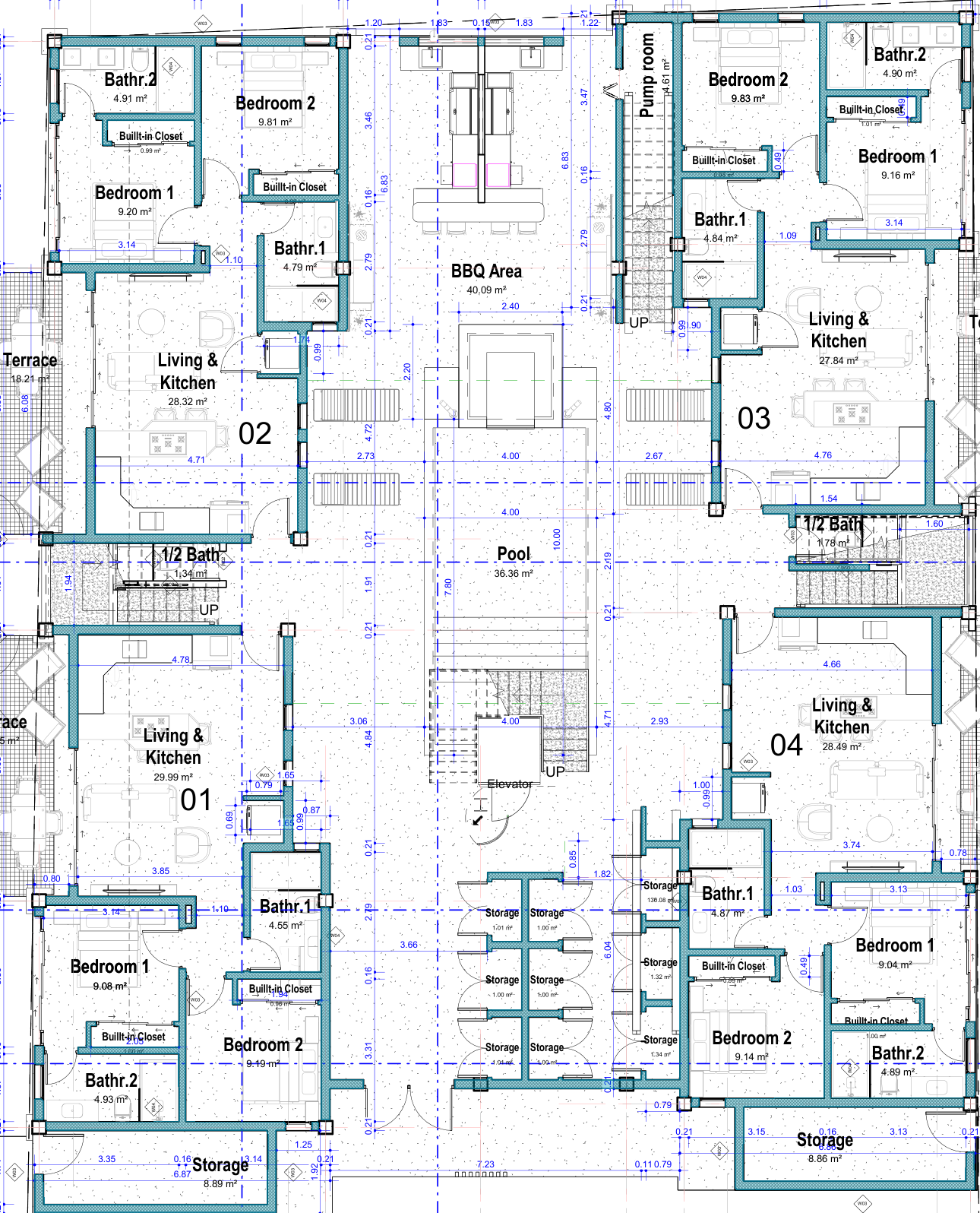Ground-floor 3D wall footprints over the supplied A-01 drawing