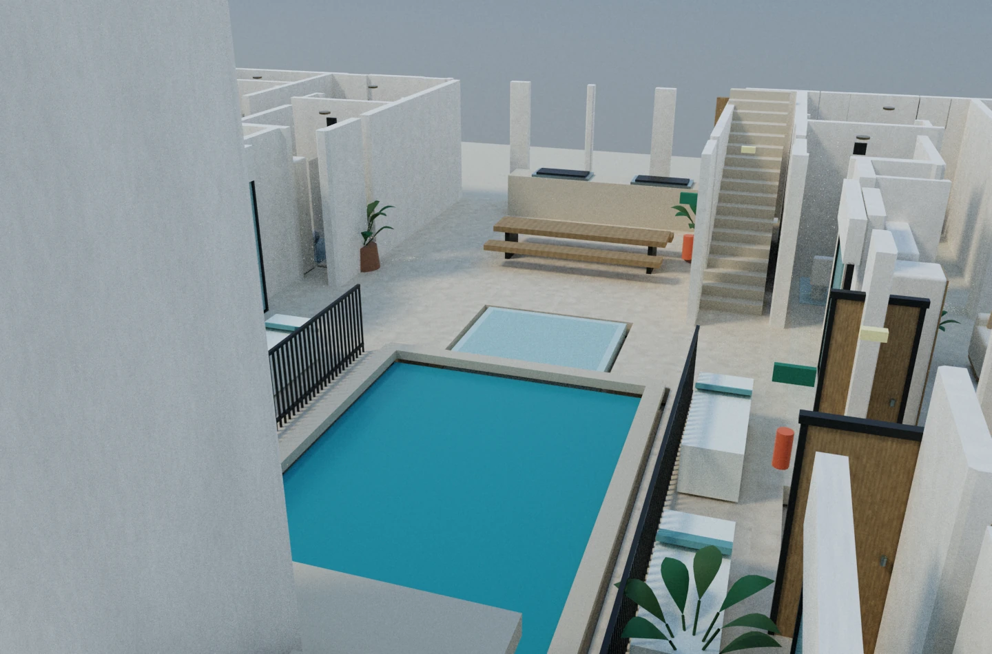 Poolside below. Rooftop above.