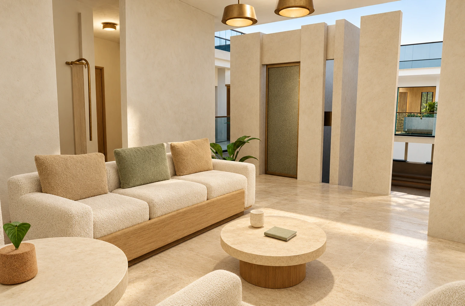 See the modern Sea La Vie interior concept with warm materials, furnished living spaces and interactive interior lighting.